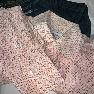 Banana Republic Men’s Orange & White Dress Shirt